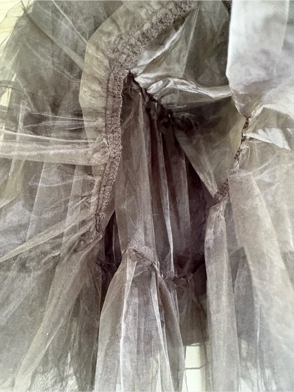 Organza Black Ruffled Nylon Double Layer Petticoat Skirt - Picture 3 of 8